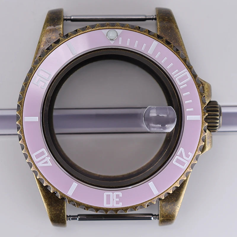 Bronze 40mm Watch Case Ceramic Bezel For SUB NH35/36/34/38/70 Sapphire Glass
