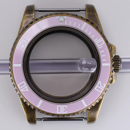 Bronze 40mm Watch Case Ceramic Bezel For SUB NH35/36/34/38/70 Sapphire Glass