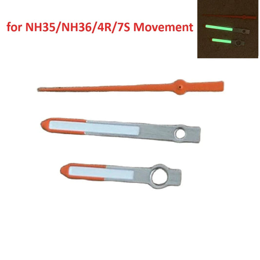 Green Luminous Modified Orange Second Hand Watch Hands Set for NH34 NH35 NH36