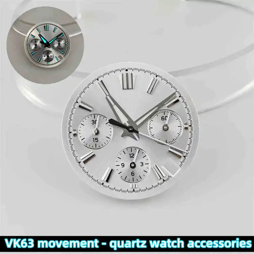 39mm Transparent Acrylic Watch Case 20mm Watch Bands Set 29.5mm Dial  for VK63