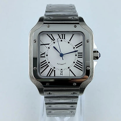 Square Roma Dial Watch Case Folding Buckle Square Case fit NH35 Movement