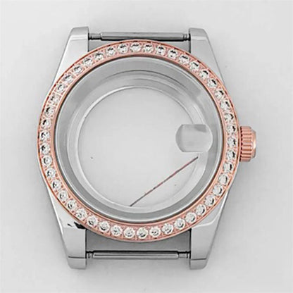39mm Stainless Steel Diamond Sapphire Glass Watch Case for NH35 NH36 Movement
