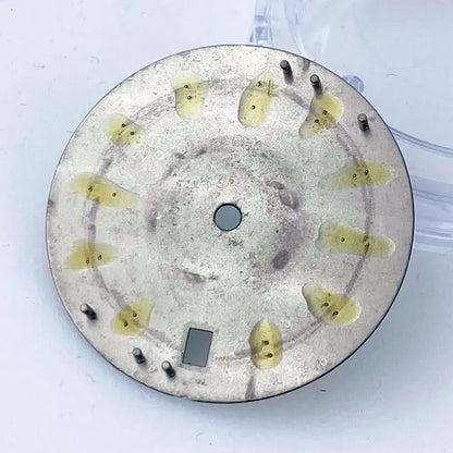 Sterile SUB 29mm sunburst green/blue watch dial with luminous markers for NH35 diver watches.