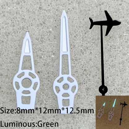 Modified Green Luminous White-Plane Watch Hands for NH35/NH36/4R/7S Movement