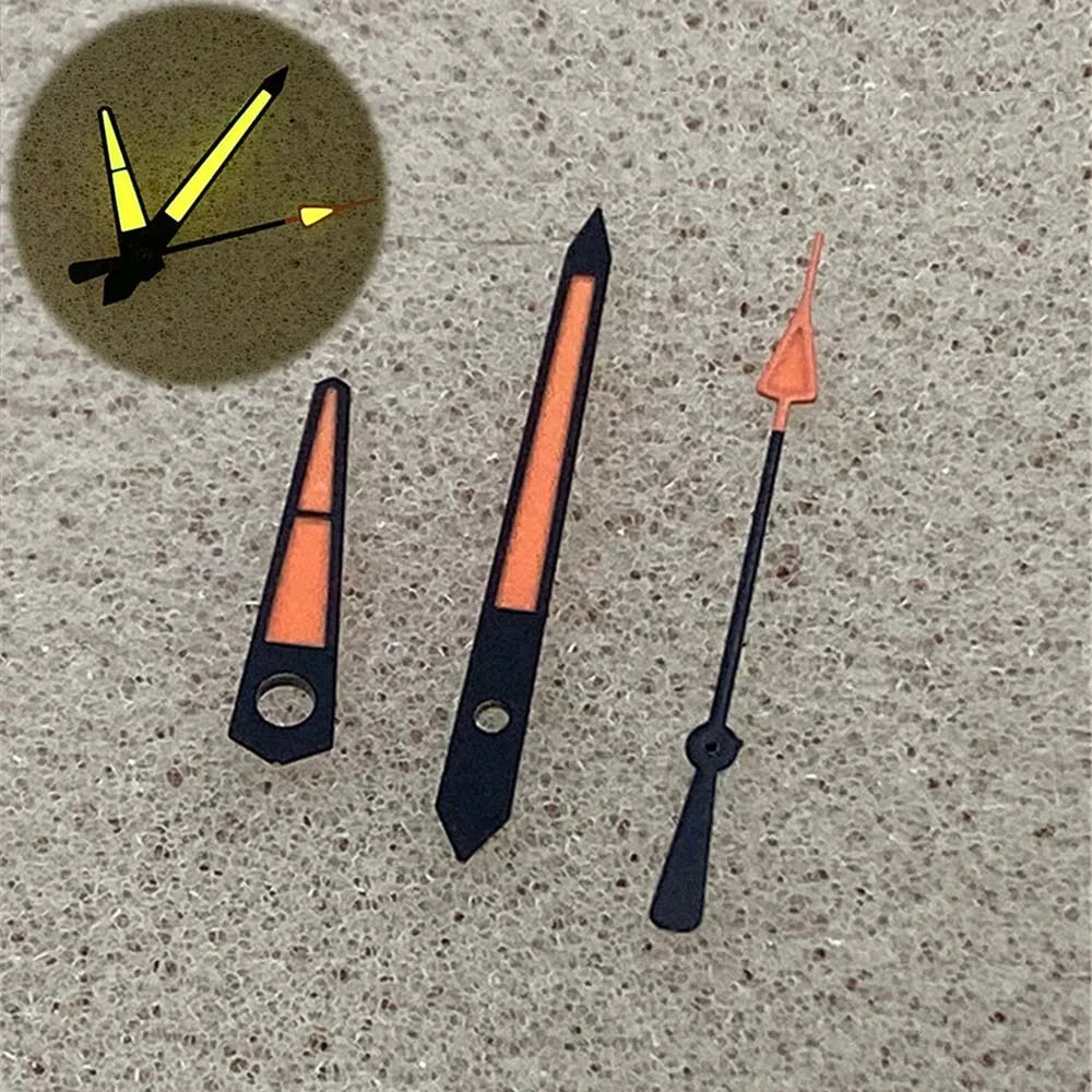 Black Orange/White Watch Hands with Luminous for NH35 NH36 Movement Replacement