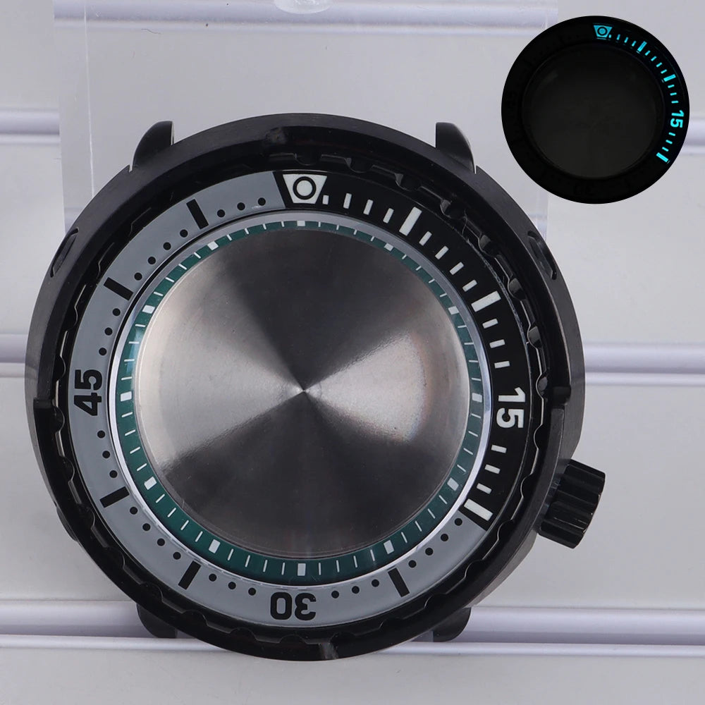 47mm Watch Case C3 Luminous Bezel For NH35 NH36 NH38 4R36 Modified Tuna Can