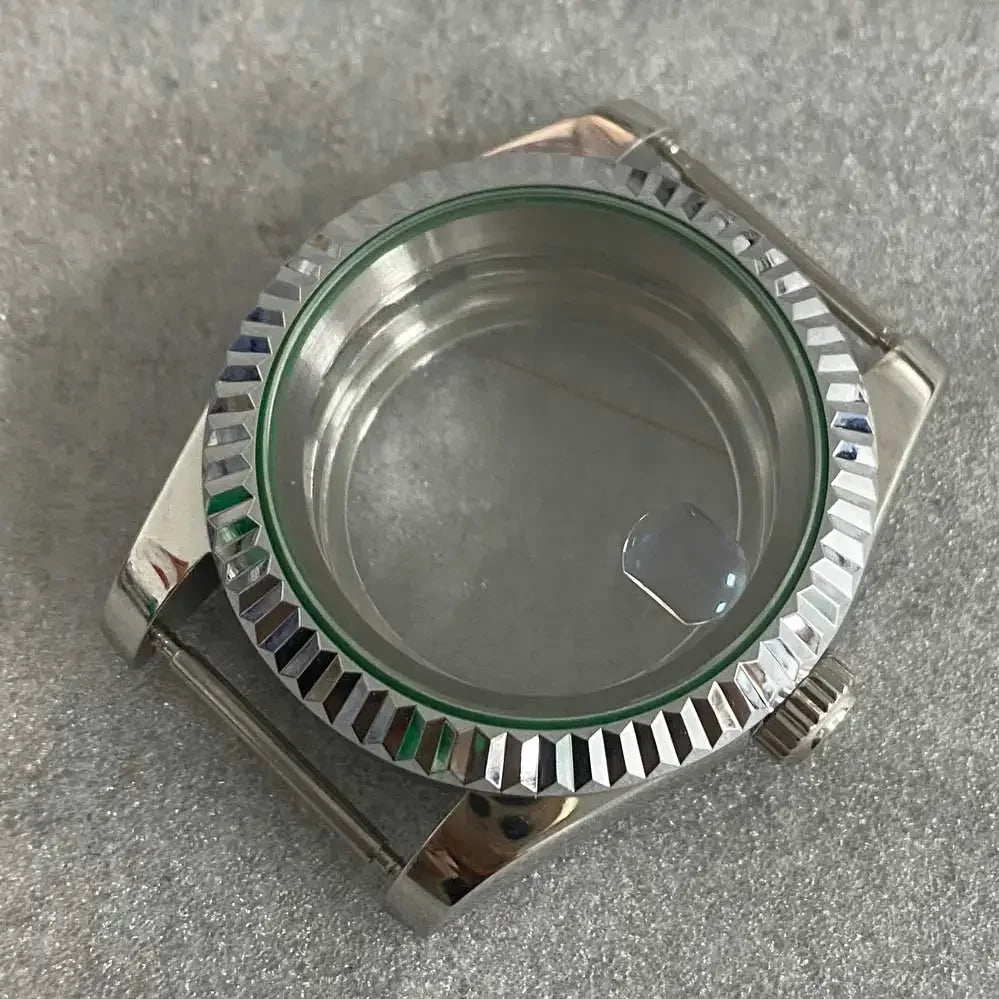 39mm Steel Watch Case Gear Ring Case with Sapphire Glass for NH35/ NH36/ 4R