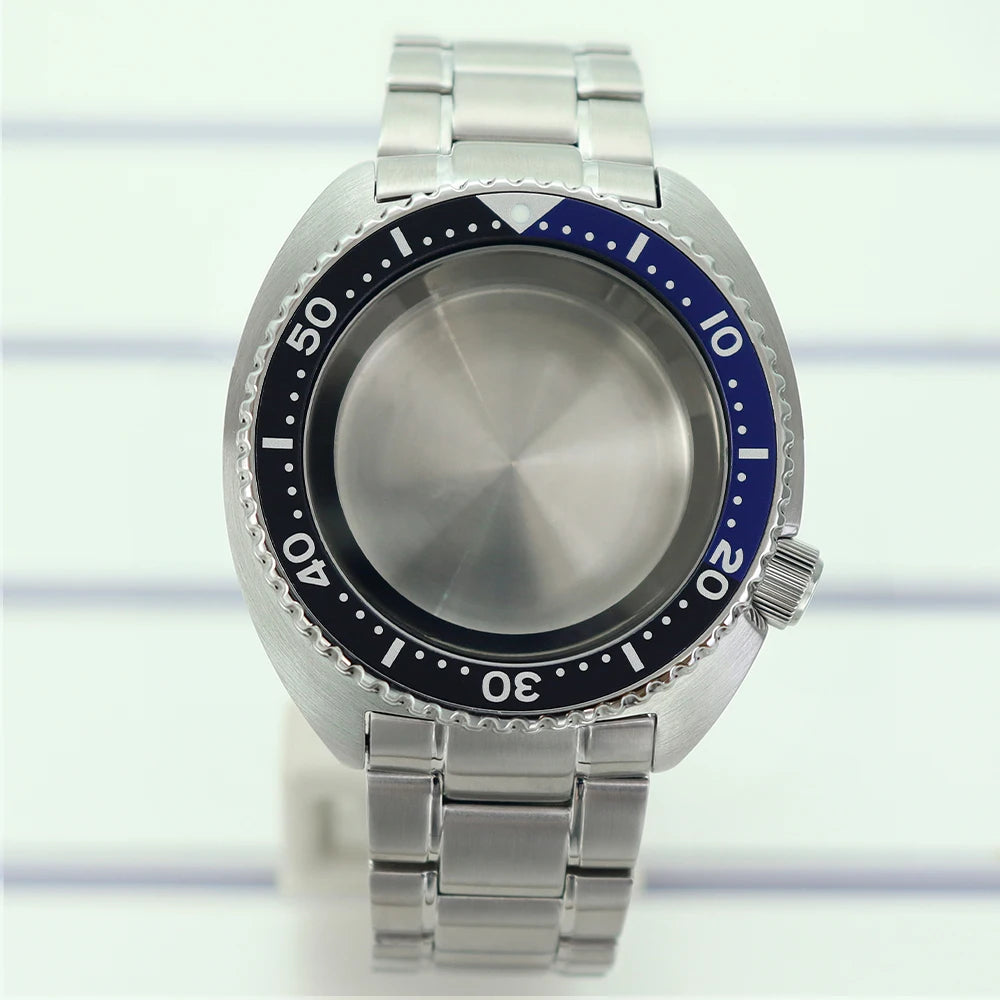 45mm Steel Watch Case Sapphire Glass For Mod skx big Abalone NH35 NH36 NH38
