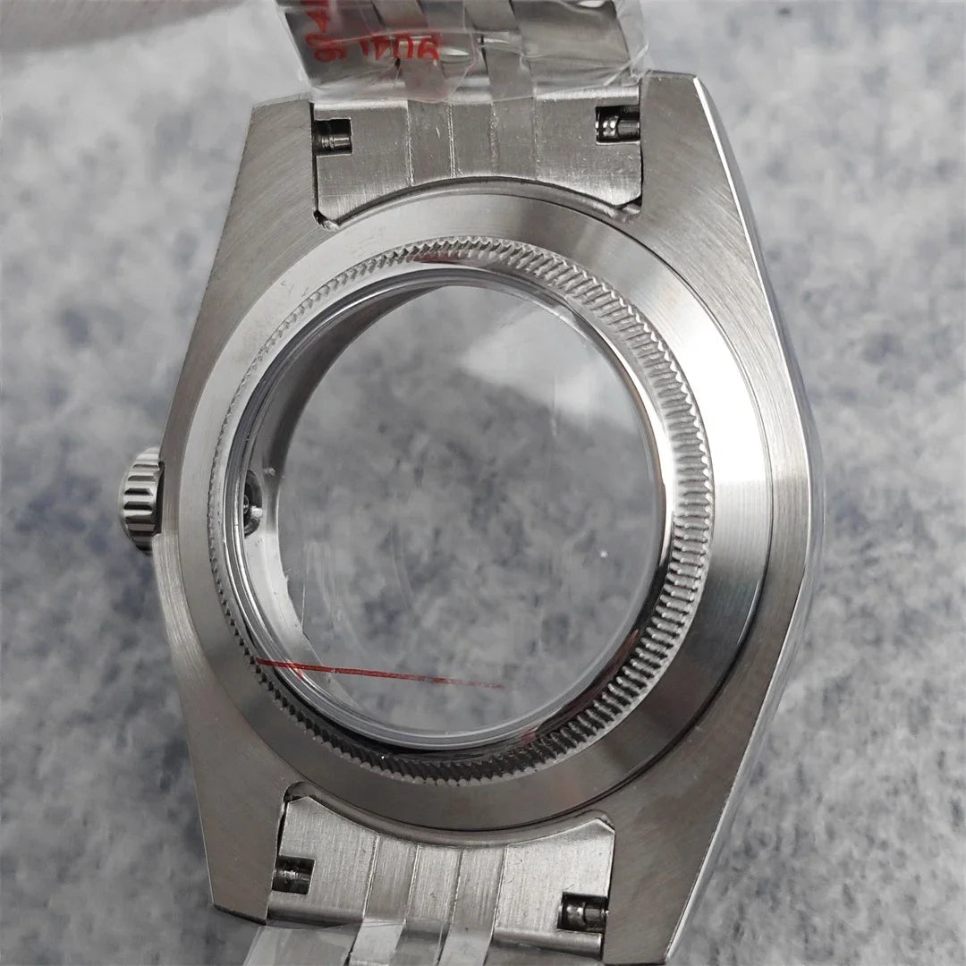 39mm Steel  Watch Case for NH35 NH36 4R 7S Case +Strap with Sapphire Crystal