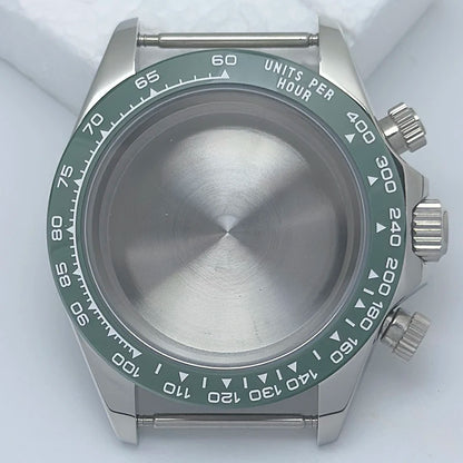 316L Steel 39mm Silver Watch Case Sapphire Glass Ceramic/Steel Bezel Fit VK63