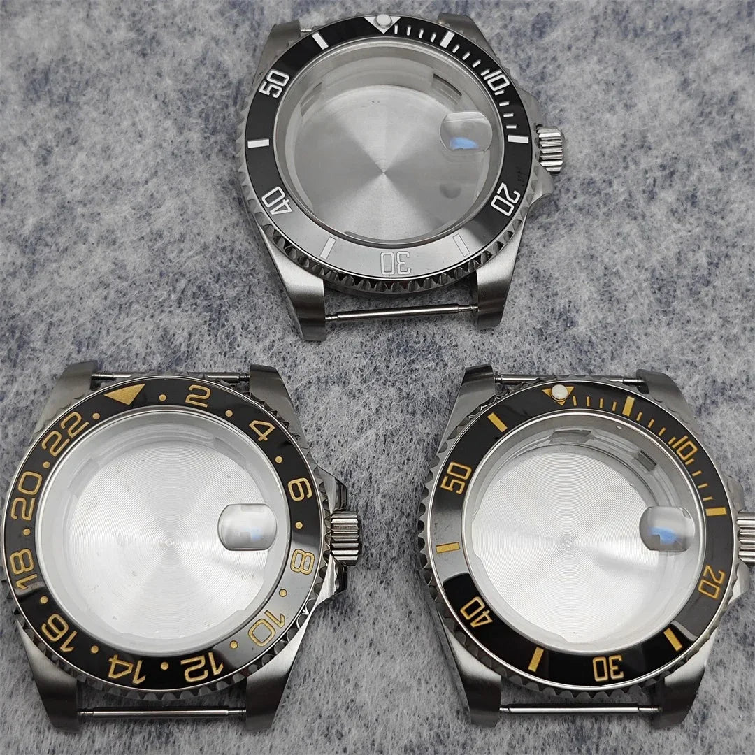 40mm SUB GMT Steel Watch Case for 2813/8215/2836/3804/8200 with Sapphire Glass