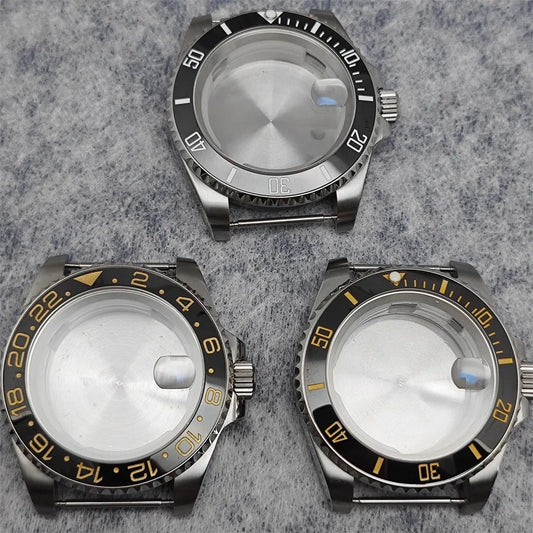 40mm SUB GMT Steel Watch Case for 2813/8215/2836/3804/8200 with Sapphire Glass