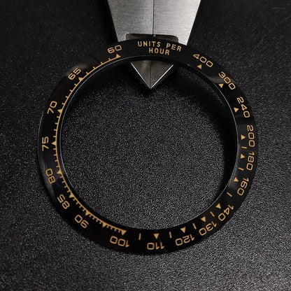 Ceramic bezel insert 38.5mm with 30.5mm inner diameter for watch upgrade, high-quality accessory.