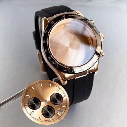 39mm Steel Case+Dial+movt+band with Sapphire Glass Set for VK63 VK64 Movement