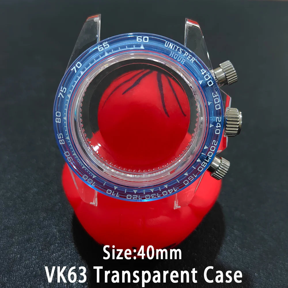 40mm Acrylic Transparent Case Suitable For VK63 Watchs Case 20mm Strap Modified