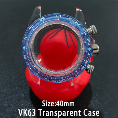40mm Acrylic Transparent Case Suitable For VK63 Watchs Case 20mm Strap Modified