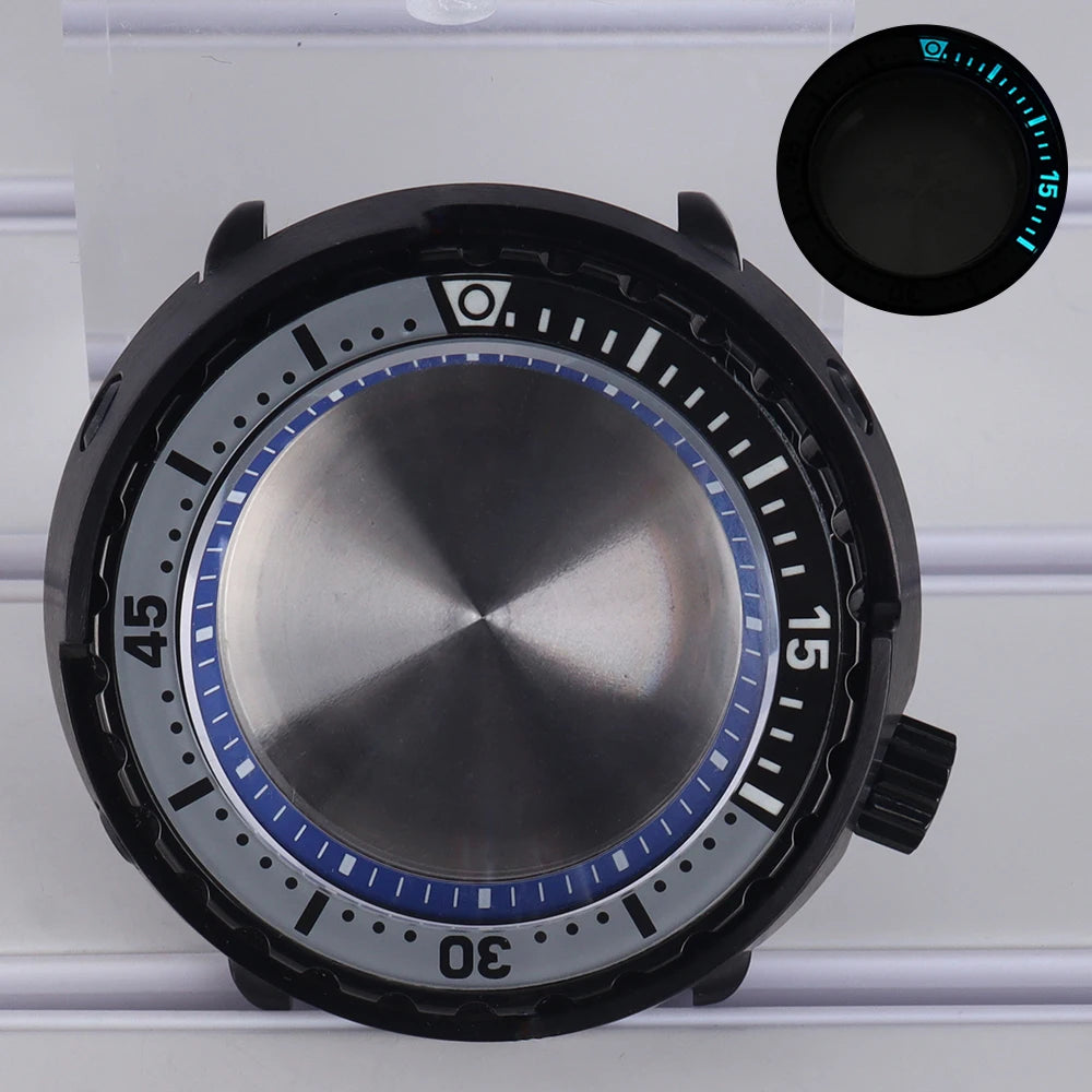 47mm Watch Case C3 Luminous Bezel For NH35 NH36 NH38 4R36 Modified Tuna Can