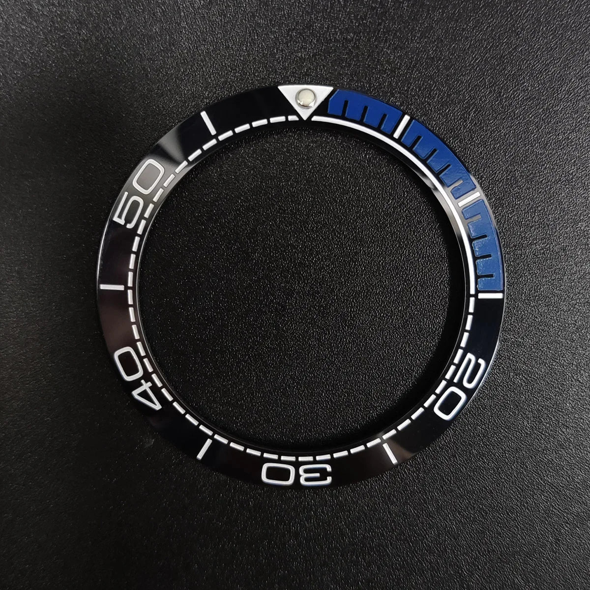 Sloping 41.5x32.8mm ceramic bezel GMT diving watch insert, durable replacement for men's watches.