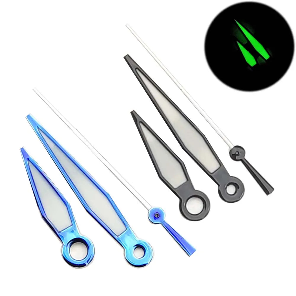 Black/Blue Watch Hands With Green Luminous Fit for NH35 NH36 Movement 3Pins