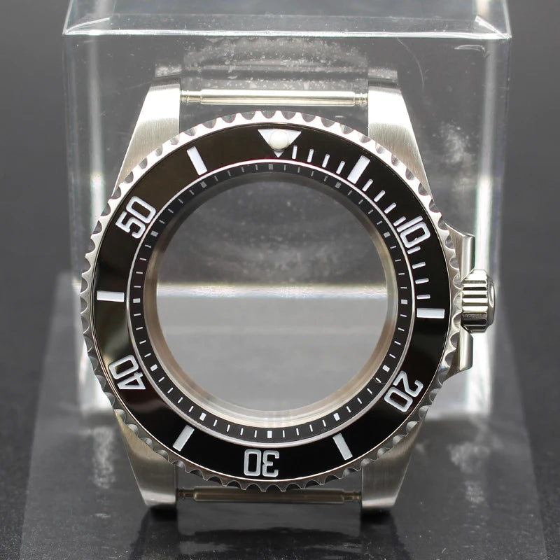 40mm Diver Watch Cases Ceramic Bezel Sapphire Glass For Sub NH35 NH36 NH34 NH38