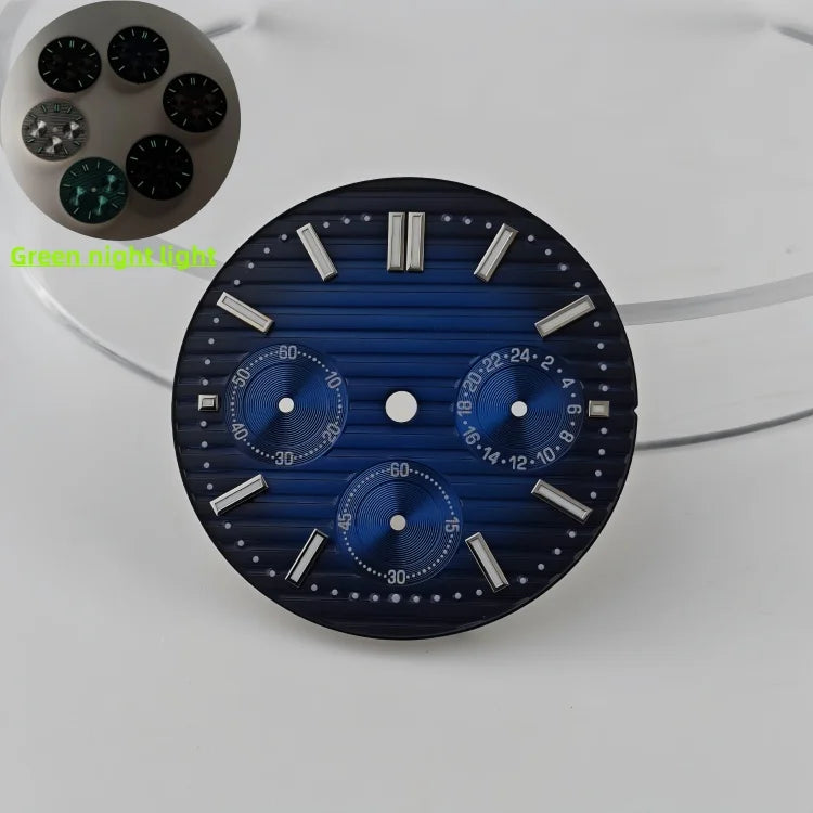 Watch Case Set 30mm Green Luminous Watch Dial Multi Functional Timing for VK63