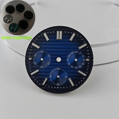Watch Case Set 30mm Green Luminous Watch Dial Multi Functional Timing for VK63
