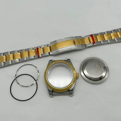 36/39mm Jubilee Strap Sapphire Magnifying Glass Steel Watch Case Fit NH35/NH36