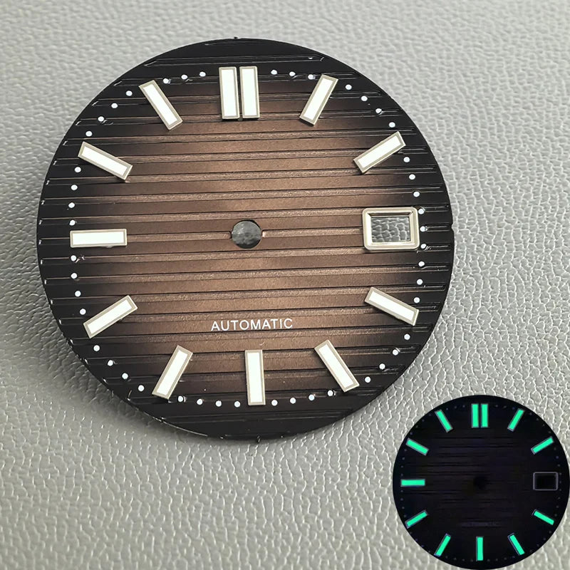 30.5mm Nautilus Green Luminous Watch Dial Fits NH35 NH36 NH38 4R35 4R36 6R 7S26