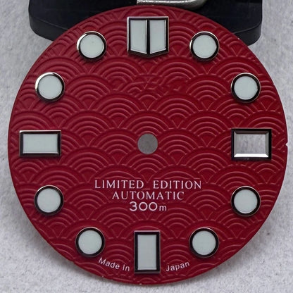 28.5mm S Logo Sea Wave Fish Scale Pattern Watch Dial Fit NH35/NH36/7S/4R