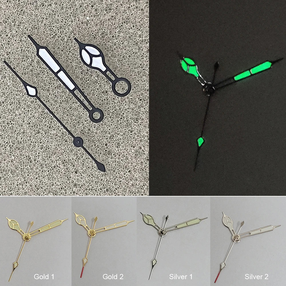 Black/Gold/Silver Watch Hands Green Luminous Pointers for NH35 NH36 4R 7S