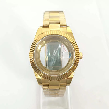 Steel 41mm Gold Classic Style Watch Case+Strap 28.5mm Dial Waterproof Fit 8285