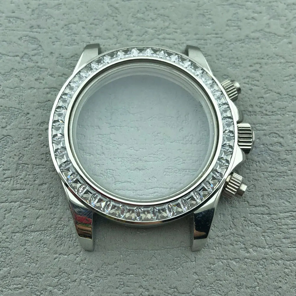 40mm Diamond Bezel Aurora Dial 316l Steel Sapphire Glass Case Suitable For VK63