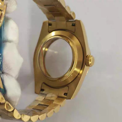 36/39mm Gold Classic Style Watch Case+Strap Jubilee Bracelet Fit NH35/NH36/4R