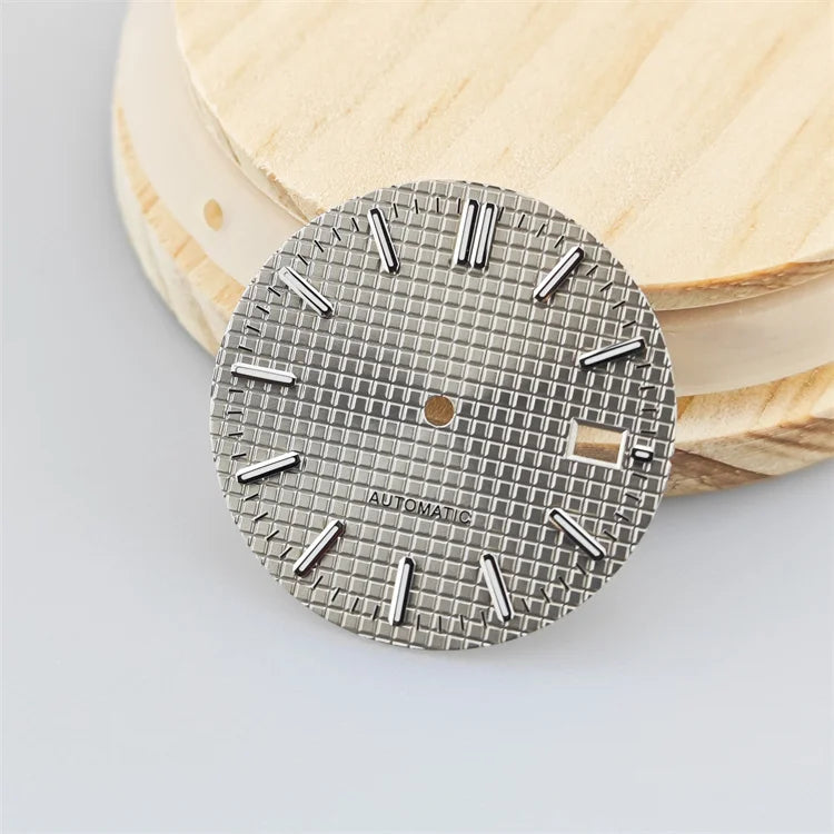 31mm Watch Dial Green Luminous Retro Silver Bar Studs Watch Faces for NH35/NH36