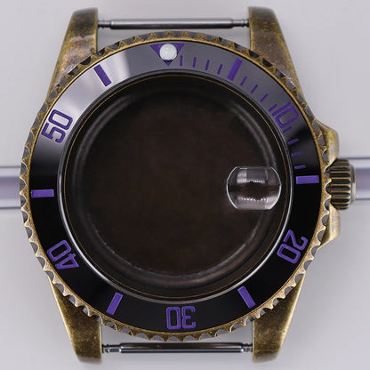 Bronze 40mm Watch Case Ceramic Bezel For SUB NH35/36/34/38/70 Sapphire Glass