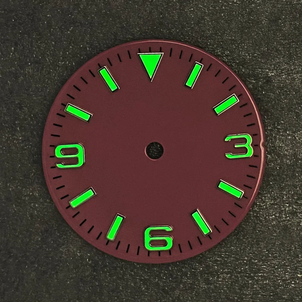 Modified 28.5mm Watch Dial 369 Nail with Green Luminous for NH35/ NH36/ 4R/ 7S