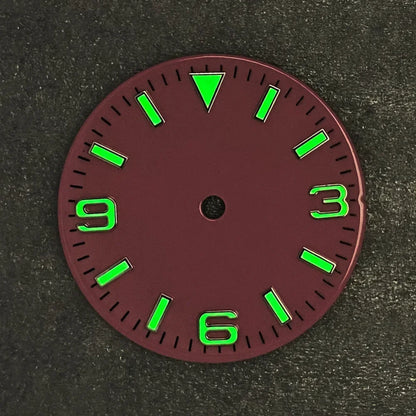 Modified 28.5mm Watch Dial 369 Nail with Green Luminous for NH35/ NH36/ 4R/ 7S
