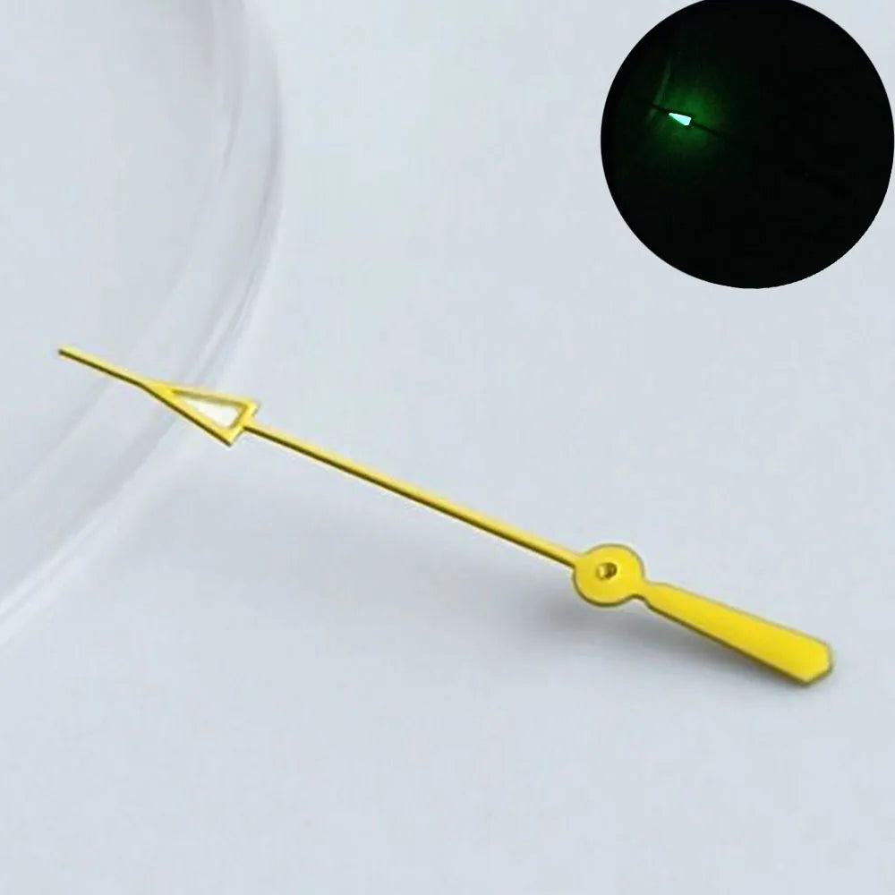 Green luminous watch hands for NH34, NH35, NH36 movements, personalized second hand.