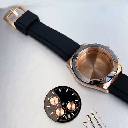 39mm Steel Case+Dial+movt+band with Sapphire Glass Set for VK63 VK64 Movement