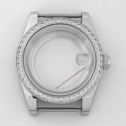 39mm Stainless Steel Diamond Sapphire Glass Watch Case for NH35 NH36 Movement