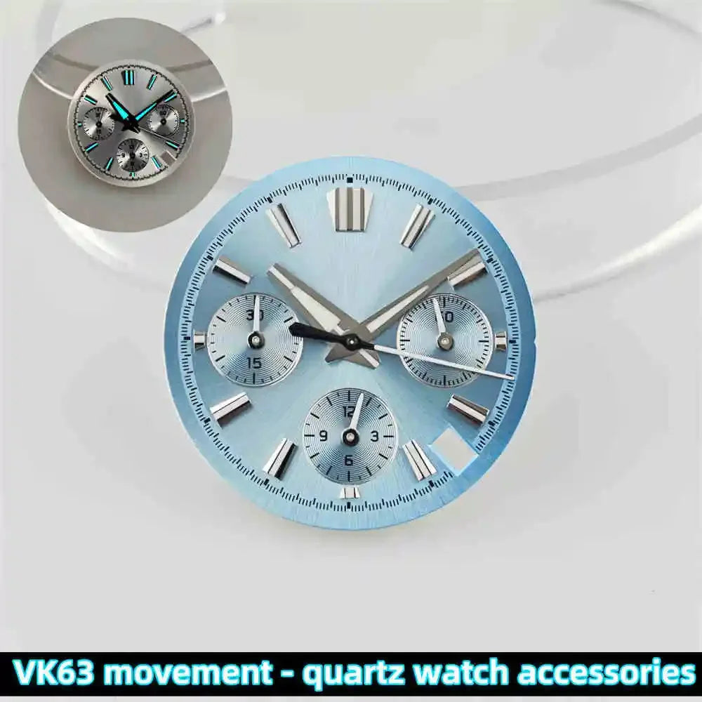 39mm Transparent Acrylic Watch Case 20mm Watch Bands Set 29.5mm Dial  for VK63