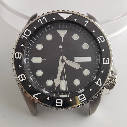 Plane Sapphire Glass Ceramic Bezel Stainless Steel Watch Case Fit NH 35 NH36 Movement High End Waterproof Watch Case