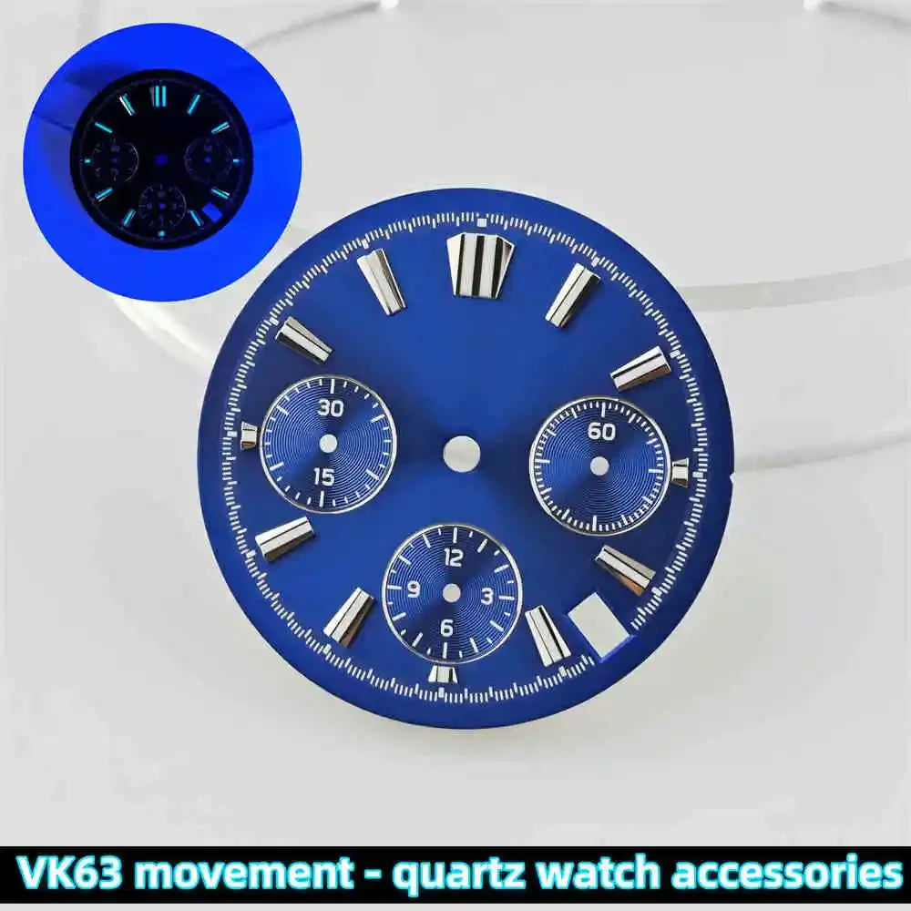 39mm Transparent Acrylic Watch Case 20mm Watch Bands Set 29.5mm Dial  for VK63