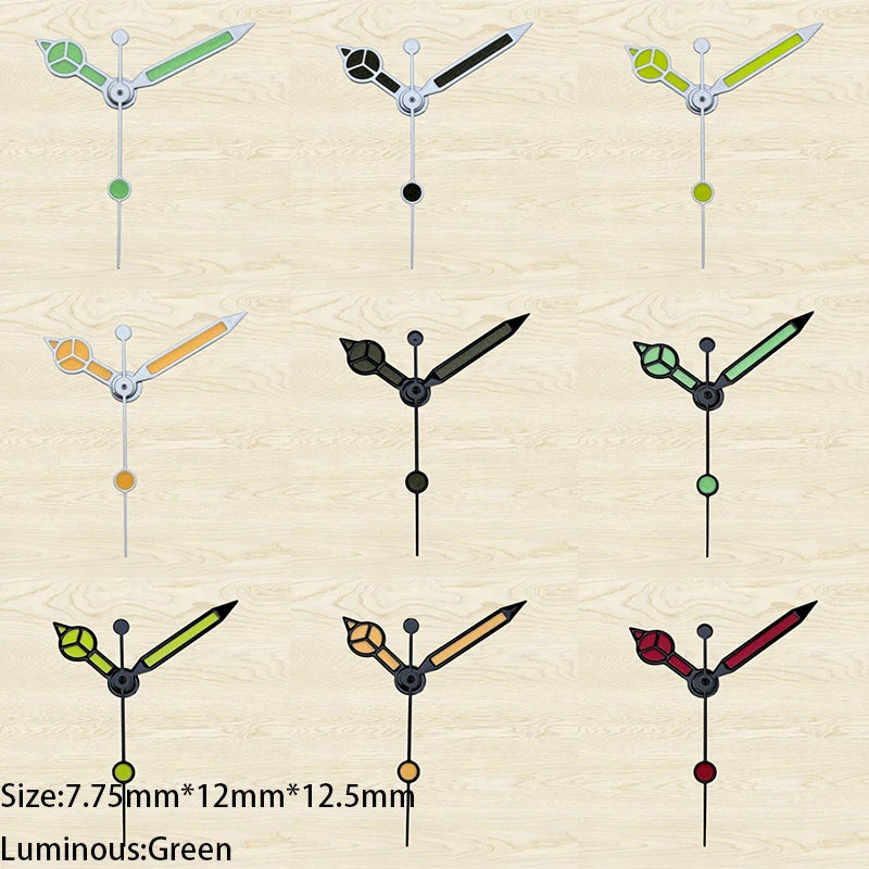 Modified Green Luminous ColorfulCusp Watch Hands for NH35/NH36/4R/7S Movement