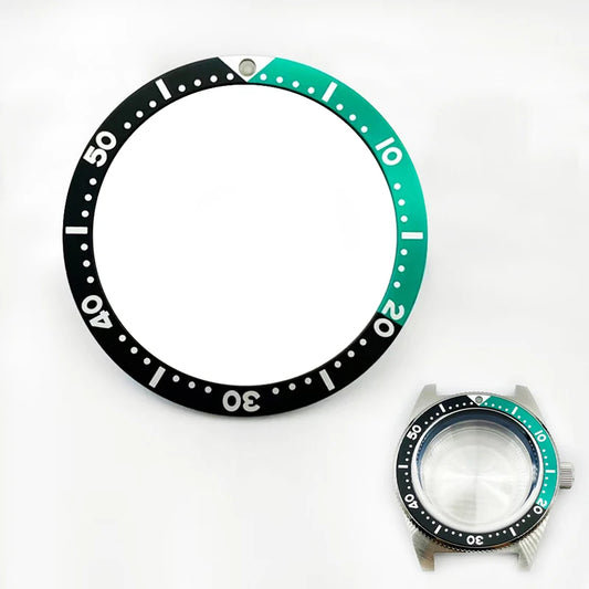 38mm flat green and black aluminum bezel insert with C3 lume for SKX007 SKX009 watches.