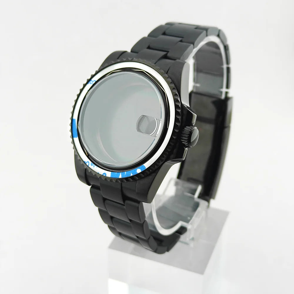 40.5mm SUB Sapphire Crystal Steel Watch Case One-Way Selection Bezel For NH35/36