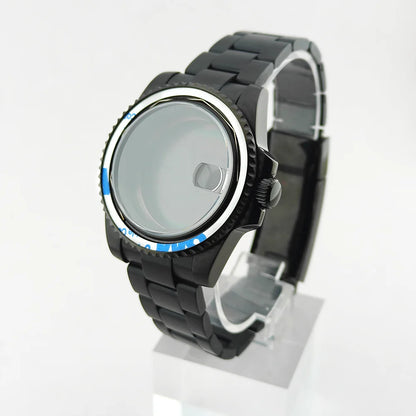 40.5mm SUB Sapphire Crystal Steel Watch Case One-Way Selection Bezel For NH35/36