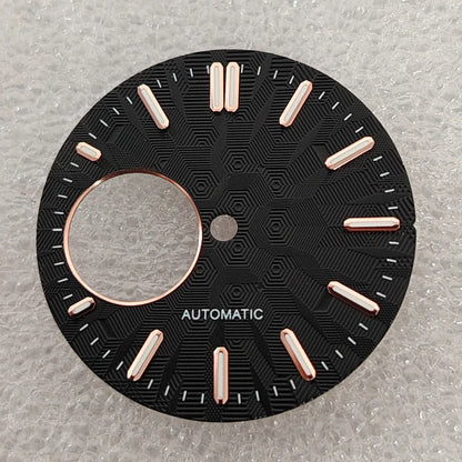 28.5mm Watch Dial Geometric Shapes Texture with Green Luminous for NH38 Movement