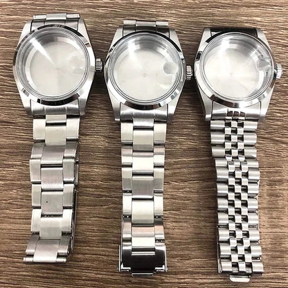36mm Watch Case+Strap Acrylic Glass Stainless Steel Watchband for NH35/NH36/4R