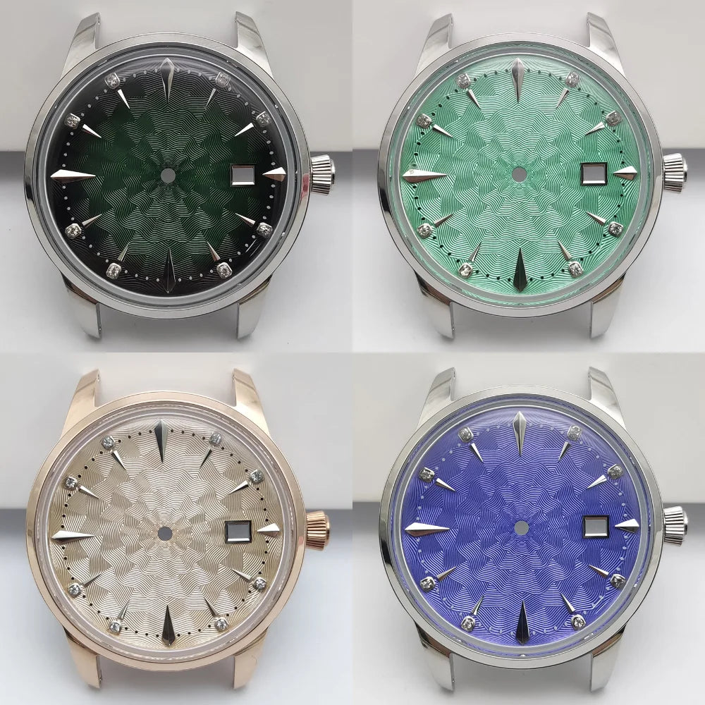 40mm Watch Case 35mm Dial Set Diamond Scale 20mm Strap Cocktail Watch for NH35